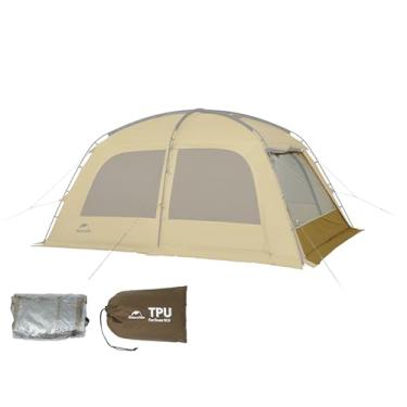 Imagem de Barraca de acampamento Naturehike para 4 a 6 pessoas, barraca de proteção solar UPF50+ com área de uso estendida de 14 m², tenda impermeável PU2000 mm + com abertura de chaminé à prova de fogo para