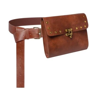 Imagem de SUMGOGO Bolsa de cinto retrô feminina pochete suporte para celular steampunk medieval renascentista acessório de fantasia, C2 - Marrom, Standard, Renascimento medieval Steampunk