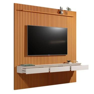 Imagem de Home Suspenso CL 2.29m Ripado Para TV Até 75'' Polegadas Cor Cedro / O