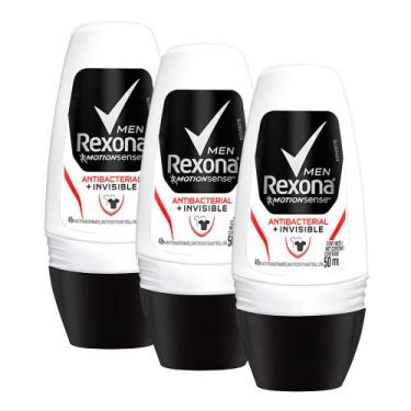 Imagem de Kit 3 Desodorante Antitranspirante Rexona Men Antibacterial + Invisibl