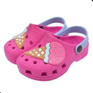 Imagem de Babuche Infantil Menina Pink, Estampa Sorvete, Sandália Anatômica Confortável em Borracha Micro Expandida com Solado Antiderrapante (Pink, BR, Criança de 4 a 8 anos, Faixa Numérico, 29, 30)