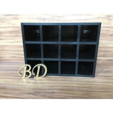 Imagem de Adega Para Vinho Nicho Para 12 Garrafas Mdf 15mm 46x35x30cm Preto - B&