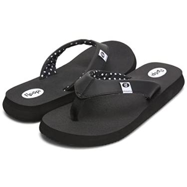Imagem de Floopi Chinelos para mulheres, tapete de ioga, tanga feminina, sandálias femininas de praia, com sola antiderrapante para uso interno e externo, Preto - 1, 35