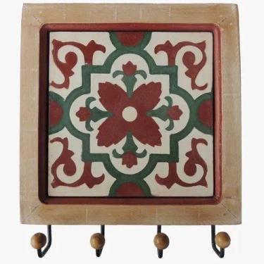 Imagem de Cabideiro De Parede Porta Chaves Organizador Rustico Em Madeira E Ferr