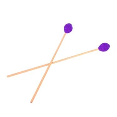 Imagem de SPYMINNPOO 1 par de lã Marimba Marlets, Alça de Madeira Lisa para Jogador Intermediário Com Cabeça Em Forma de Cogumelo (Roxo)