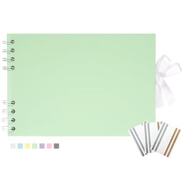 Imagem de Hiwhy Álbum De Fotos Scrapbook Com 40 Páginas Brancas, 6 X 8,5" (15 21 Cm), Acessórios Para Convidados Adesivos Canto Chá Bebê, Casamento, Viagem, Verde