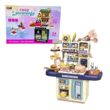 Imagem de Kit Cozinha Infantil Completa Com Água Luz Som 34 Peças-Azul - Zippy T