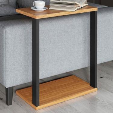 Imagem de Mesa de Canto Industrial 100% Mdf Freijó/Preto Fosco F36 - Pradel, Mar