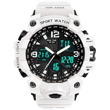 Imagem de Relógio digital feminino, preto Reloj para mujer, impermeável, esportivo, corrida, para mulheres, com cronômetro duplo de 24 horas, Branco, Casual