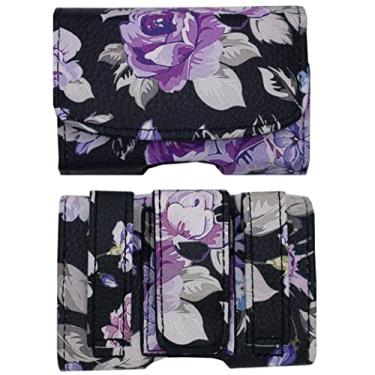 Imagem de Coldre de design pintado para bomba de insulina Tandem Diabetes Care t: Slim X2 (Horizontal-Black-Catharanthus)