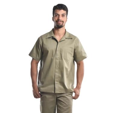 Imagem de Camisa Profissional Modelo aberto Mangas Curtas Botões Caqui