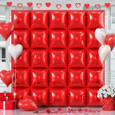 Imagem de Red Square Foil Balloons Wall, 25PCS Double Sided Metallic Red Foil Balloons Backdrop Tunnel Arch Kit Background Decorations for Birthdays Wedding Bridal Baby Shower Valentines Anniversary Mother Day