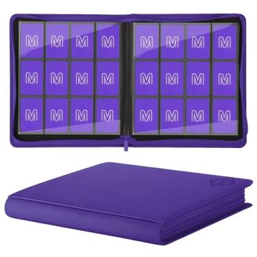 Imagem de Fichário de cartão premium com 12 bolsos para fichário de 720 bolsos, álbum de coleção de cartões com zíper de poliuretano, suporte de livro resistente de carregamento lateral para MTG, TCG, cartas de