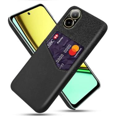 Imagem de Capa para Realme C67 4G,Anti-deslizamento,Proteção contra quedas de 360°,Resistência à impressão digital,Tela e caso de couro PU com 1 slot de cartão atrás-Black