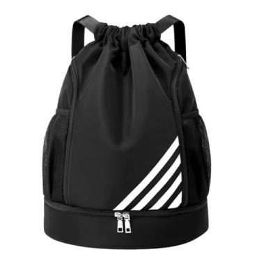 Imagem de Mochila Saco Bolsa com Cordão Esportiva Impermeável Antirroubo Academia Treino Passeio Multiuso (Preto)