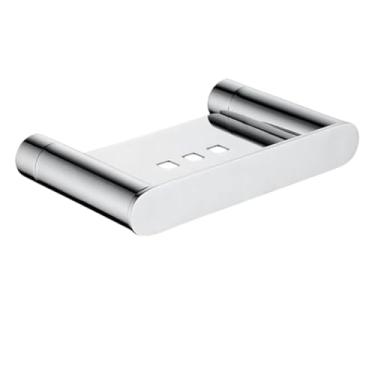 Imagem de Suporte para saboneteira para cozinha e banheiro, acessórios para montagem na parede, dispensador de sabonete, porta-sabonetes com prato de vidro, suporte de metal dourado (saboneteira A8 cromada