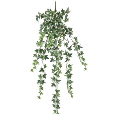 Imagem de Videira de hera doce artificial Videira 97cm de longa duração Decoração de planta falsa para folhas de fio de ferro de seda de casamento interno folhas (Verde branco)