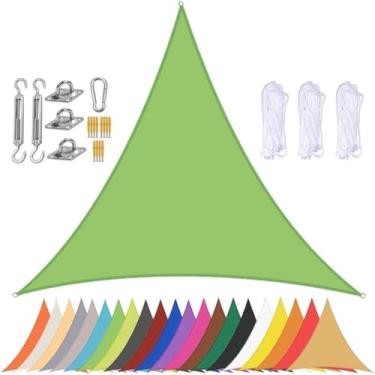 Imagem de Toldo De Vela De Sombra De Sol Triangular à Prova D'água Para Pátio Dossel De Jardim Vela De Sombra Ao Ar Livre Com Ilhós De Proteção Uv De 90% E Acessór, Green, 2x2x2m