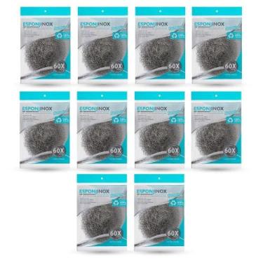 Imagem de Kit 10 Esponjas Multiuso Aço Inox Tamanho G Gourmet Mix