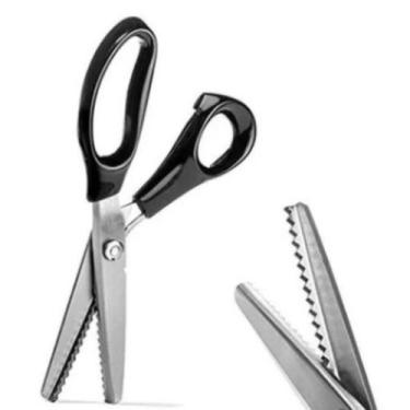 Imagem de Tesoura Zig Zag Picotar Costura Papel Tecido Profissional Cor Preto - 