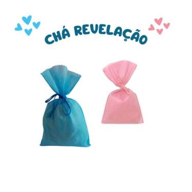 Imagem de Kit 2 Saco Grande P/Presentes Chá Revelação TNT 70x1,00cm C/ Cordão Ná