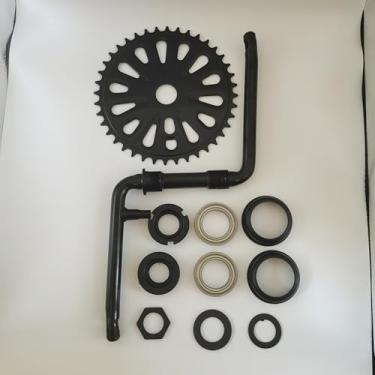 Imagem de ZZRSDAN Roda dentada preta de 152 mm/40T e atualização, novo kit de manivela de pedal de 5 cm de largura, manivela de uma peça, para motor de 2 tempos, bicicleta motorizada a gás 48cc/66cc/80cc