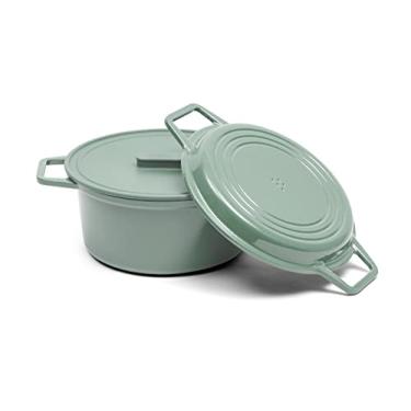 Imagem de Misen Forno holandês de ferro fundido esmaltado de 7 litros - revestimento de esmalte resistente a lascas - núcleo de ferro grosso para retenção de calor - grande superfície de cozimento - seguro para