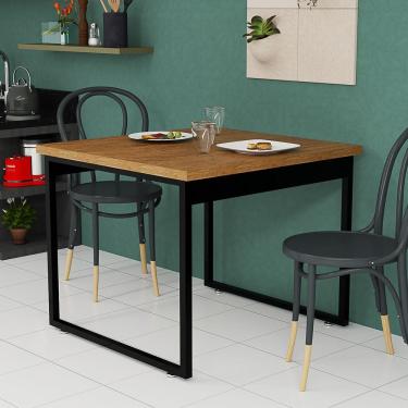 Imagem de Mesa Para Lanchonete Estilo Industrial 80x80 4 Lugares Mesa De Jantar Pequena