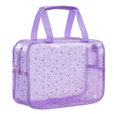 Imagem de UUYUUY Bolsa de maquiagem transparente de PVC, Roxa, Bolsa de maquiagem transparente
