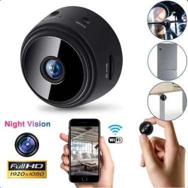 Imagem de Câmera de segurança mini A9 sem fio suporte HD preto entrega - ROMI