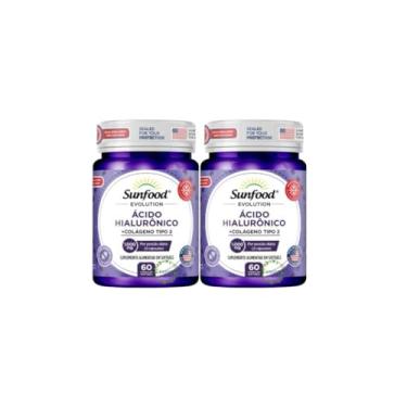 Imagem de KIT 2 ÁCIDO HIALURÔNICO + COLÁGENO TIPO II 1000MG 60 SOFTGELS SUNFOOD EVOLUTION