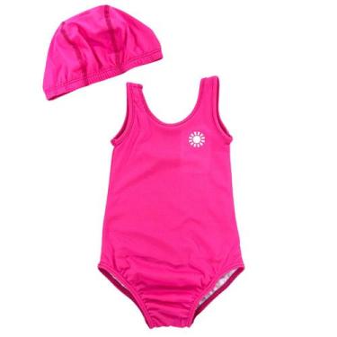 Imagem de Maiô + Touca Natação Infantil Menina Proteção Uv C/elastano - Fofotinh