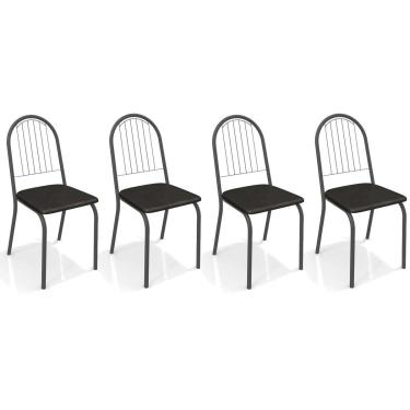 Imagem de Kit 4 Cadeiras Sala Jantar Noruega 2C077 4 Un Preto Fosco/Courano Preto 110 - Kappesberg