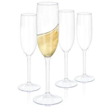Imagem de Taças de champanhe de plástico Tritan inquebráveis – Conjunto de 4, copo de coquetel de Mimosa de plástico reutilizável de 156 g para festas na piscina, casamento, aniversários, acampamento ao ar