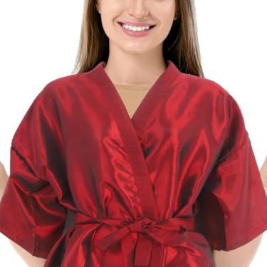 Imagem de FOMIYES Salon Client Gown Robes Cape Hair Salon Smock Kimono Corte de Cabelo Avental Cabeleireiro Vestido de Barbeiro Cor de Cabelo Barber Smock Vermelho