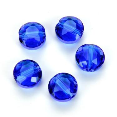 Imagem de 50 peças Adabele Austríaca 8 mm facetada redonda plana contas de cristal azul safira compatível com Swarovski Preciosa 5052 SSMR813
