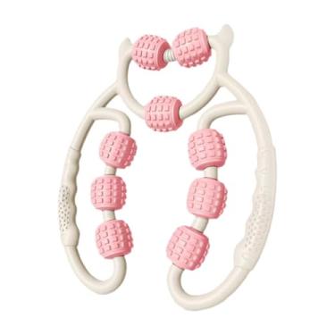 Imagem de Ysyqkn Conjunto de Rolos de Fáscia E Bola de Fáscia com 9 Rodas, Rolo de Treinamento de Fáscia Profissional para Relaxamento Muscular, Massageador de Rolo Mu, Rosa Branco, Tamanho real