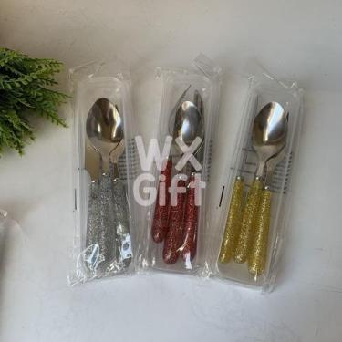 Imagem de Jogo de Talher 3 Peças com Glitter - Interponte / WX Gift, Kit Prata D