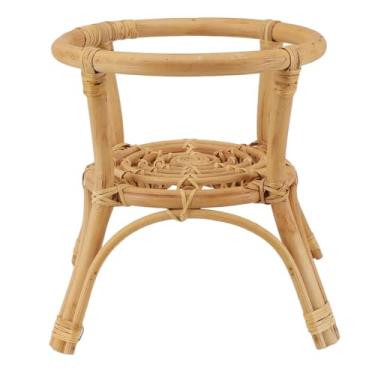 Imagem de Planta stand flor rack rack rattan minimalista estável 9,4in Diâmetro Plantador de diâmetro para a sala de estar da varanda do jardim externo em interior