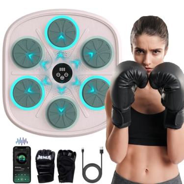 Imagem de Máquina de boxe musical inteligente para adultos e crianças, treinador interativo montado na parede com tela de LED, 9 modos e 9 velocidades, perfeita para fitness em casa e alívio de estresse (rosa)
