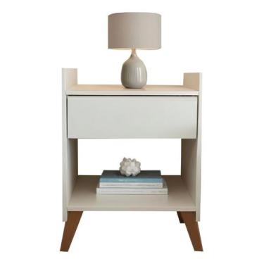 Imagem de Mesa Lateral Com Gaveta Para Quarto Organizador Mdf - Kelan, Branco