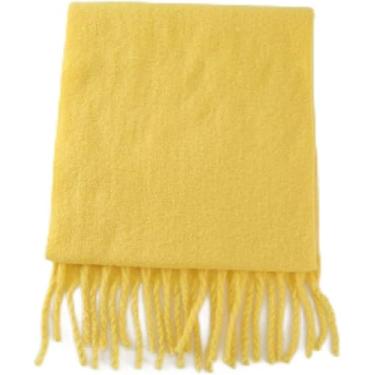 Imagem de Cachecol Para Mulheres Cor Sólida Lenço Macio Engrossado Quente Cor Sólida Lenço Mohair Borla Cachecol Inverno Quente, 1