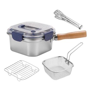 Imagem de Bothyi Mini Fritadeira com Tampa, Panela Quadrada Multifuncional, Frigideira com Cesta para Bolinhos, Batatas Fritas, Peixe e Frango, Azul