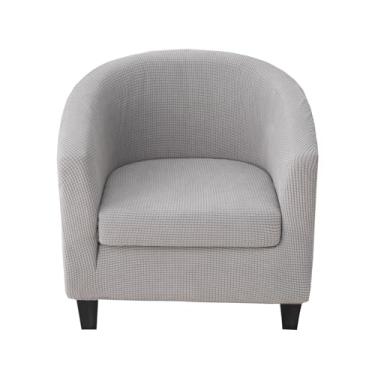Imagem de CRFATOP Capa de cadeira de clube com capa de almofada jacquard 2 peças capas de cadeira de banheira capas de poltrona macias laváveis redondas capas de sofá para balcão de bar sala de estar, cinza