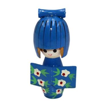 Imagem de Ｂｅｓｇａ DOLLO DOLO DOLO KIMONO WOOD KOKESHI DOLOÇÃO de DOLOÇÃO ORNAMENTO de ESCOLA TRADIFICAÇÃO DOLO JAPOLÓGIA COLECTÍVEL para ARMÁRIOS TABELA, Azul