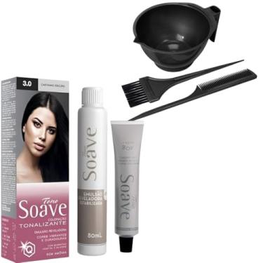 Imagem de Coloração Capilar Tonalizante Sem Amônia Tono Soave Capelli e Kit de Tintura (3.0 Castanho Escuro)