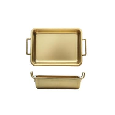 Imagem de Prato de lanche de orelha de aço inoxidável restaurante requintado e prático - ouro 304 (com orelhas)