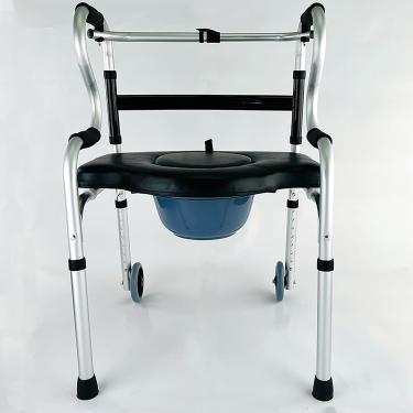 Imagem de Cadeira Cômoda Dobrável De Cabeceira, Cadeira De Rodas Dobrável Com Vaso Sanitário Com Penico, Poltrona Ajustável Em Altura Com Encosto Para Deficientes, Idosos E Mulheres Grávidas