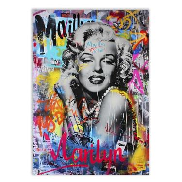 Imagem de Placa Decorativa Grafite Marilyn Arte De Rua Banksy Decoração Poster Quarto Sala
