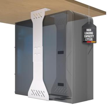 Imagem de Suporte para PC embaixo da mesa – Suporte de computador resistente sob a mesa – Capacidade de carga de até 35 kg – Suporte ajustável em torre – Suporte flexível de PC para mesa (branco)
